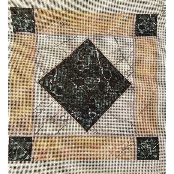 Marble Design Two Needlepoint Canvas Picture Pillow Embroidery Stitchery - Picture 1 of 2